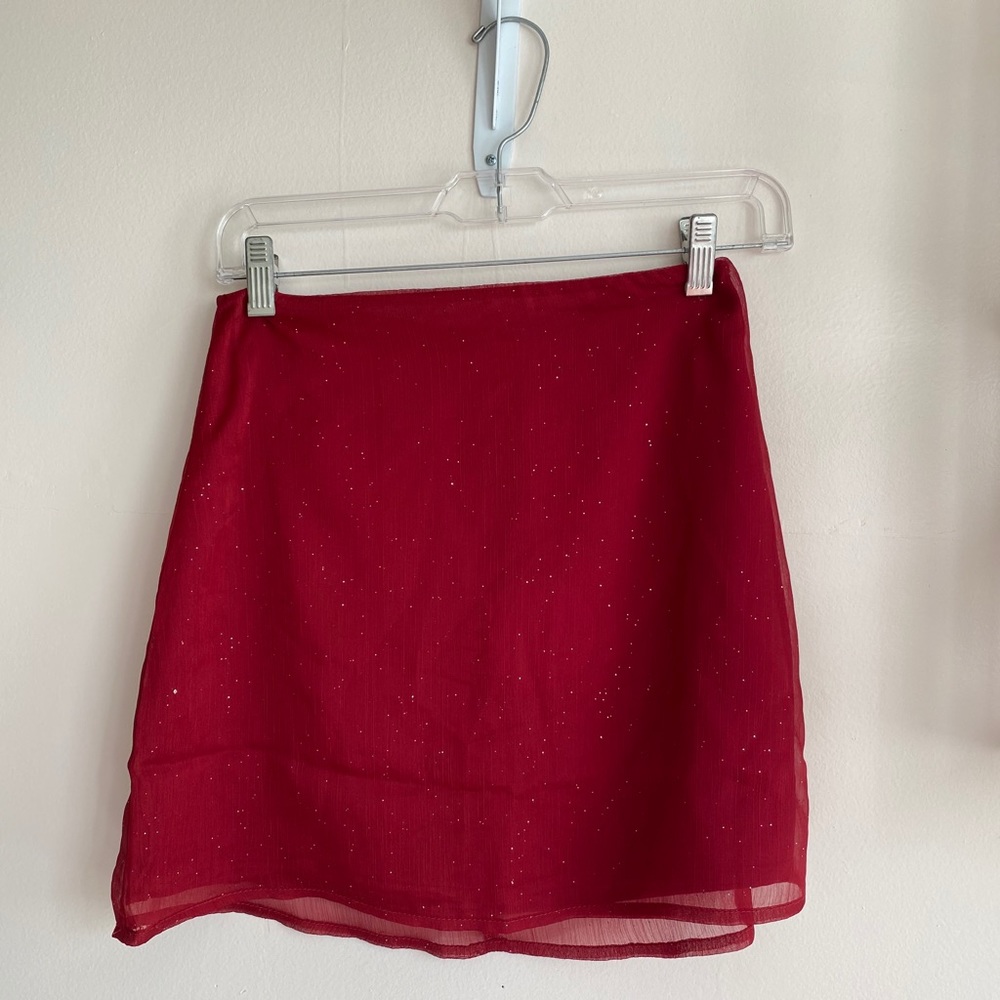 WILD HONEY | red shimmer skirt